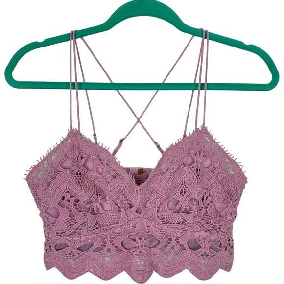 Free People Intimately FP Ilektra Purple Pink Lace Bralette Size Medium - Picture 3 of 8